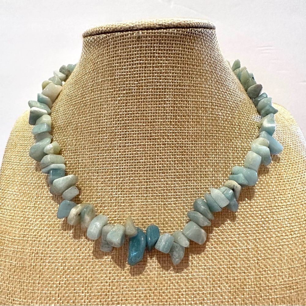Genuine Blue Calcite Gemstone Necklace - rare stone ! Gorgeous
